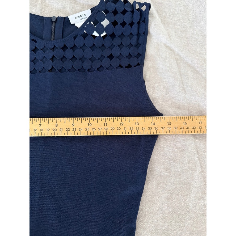Akris Punto Lace Sleeveless A-Line Knit Dress Laser Cut Geometric Sleeveless 8 - Picture 5 of 6